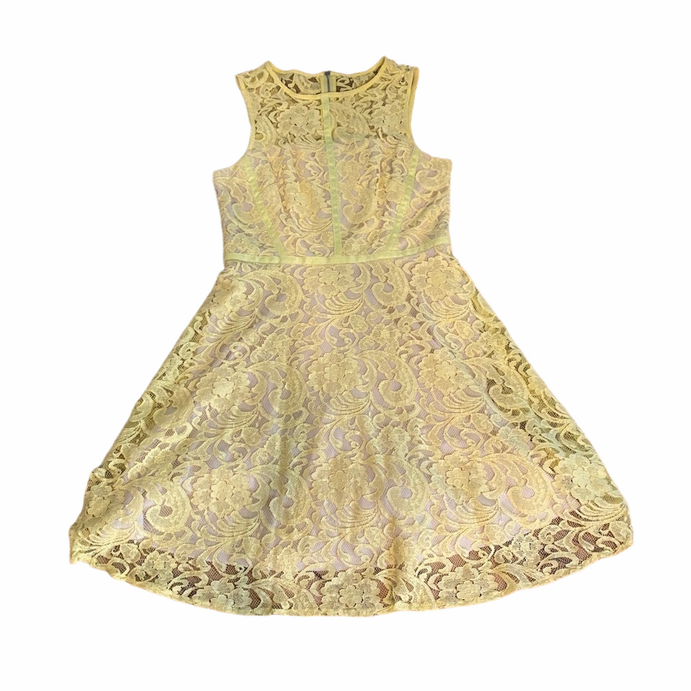Donna Ricco Yellow Lace Dress Size 8 - Picture 1 of 13